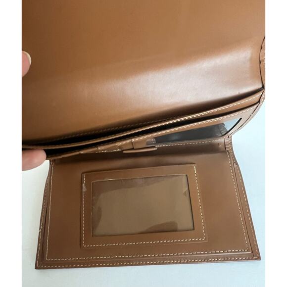 Vintage Dooney and Bourke Beige and Brown Leather Bifold Checkbook Over Flap - Picture 11 of 15
